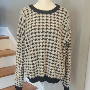 Black and Cream Houndstooth Sweater